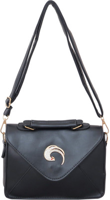 

Heels & Handles Women Casual Black Leatherette Sling Bag