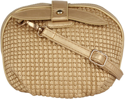PamperVille Women Gold PU Sling Bag