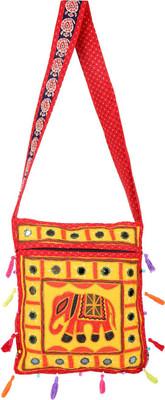 

Rajrang Women Casual Yellow, Red, Orange Cotton Sling Bag, Orange;red;yellow