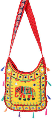 

Rajrang Women Casual Yellow Cotton Sling Bag