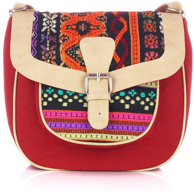 

Shaun Design Women Red Canvas Sling Bag
