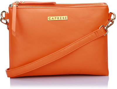 

Caprese Women Casual Brown, Gold Leatherette Sling Bag