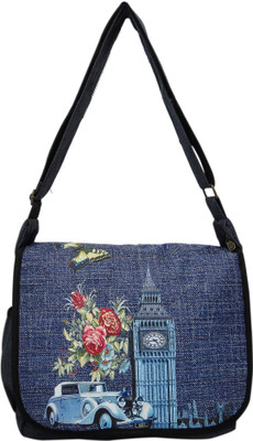 

Heels & Handles Women Casual Blue Denim Sling Bag