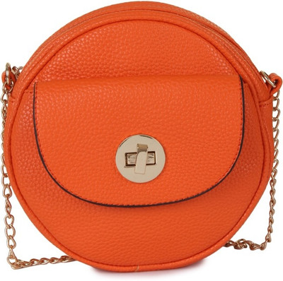 

Kleio Women Evening/Party Orange Leatherette Sling Bag