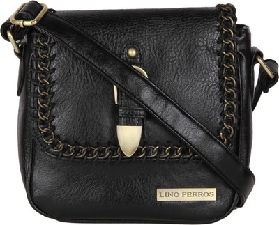

Lino Perros Women Casual Black Leatherette Sling Bag