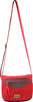 

Anekaant Women Casual Red, Brown Canvas, PU Sling Bag, Brown;red