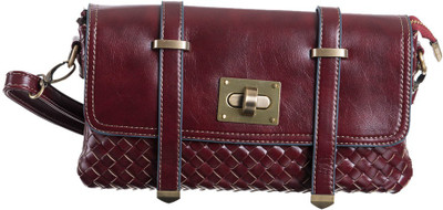 

Peaubella Women Casual Maroon Leatherette Sling Bag
