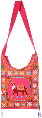 

Rajrang Women Casual Pink, Brown, Green Cotton Sling Bag, Brown;green;pink