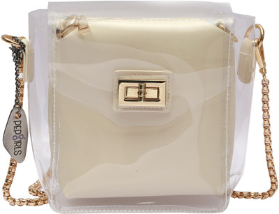 

Pepgirls Women Evening/Party Beige Leatherette Sling Bag
