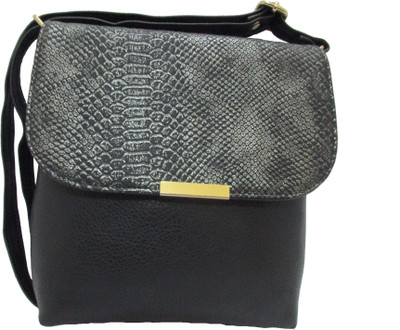 

Hyna design Women Black Leatherette Sling Bag