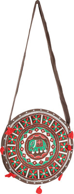 

Rajrang Women Casual Brown Cotton Sling Bag