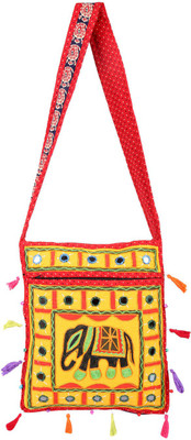 

Rajrang Women Casual Yellow Cotton Sling Bag