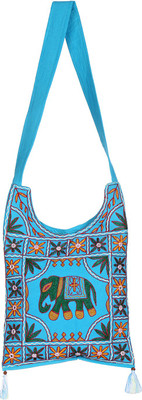

Rajrang Women Casual Blue Cotton Sling Bag