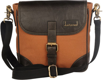 

Justanned Men Casual Tan Genuine Leather Messenger Bag