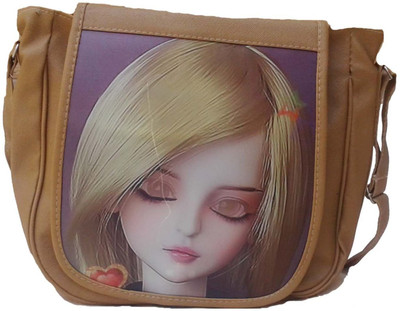 

Goldeno Girls Casual Beige PU Sling Bag