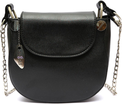 

Pepgirls Women Evening/Party Black Leatherette Sling Bag
