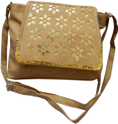 

Navaksha Women Gold PU Sling Bag