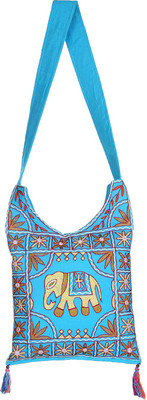 

Rajrang Women Casual Blue Cotton Sling Bag