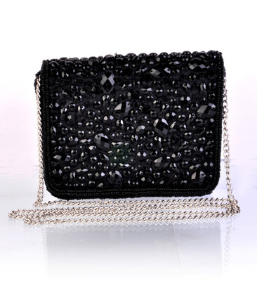 

Diwaah Women Evening/Party Black Silk Sling Bag