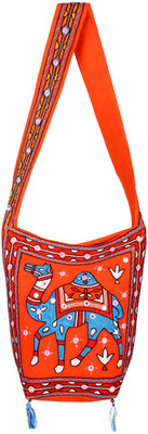 

Rajrang Women Blue, Orange, Red Cotton Sling Bag