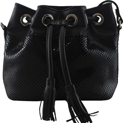 La Roma Women Casual Black Genuine Leather Sling Bag