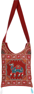 

Rajrang Women Casual Maroon Cotton Sling Bag