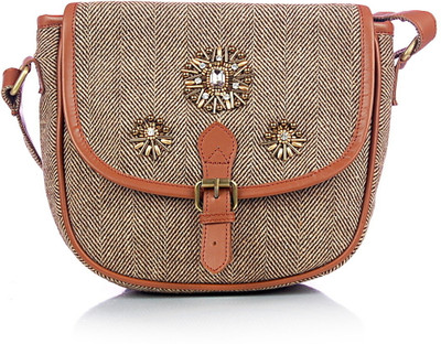 Shaun Design Women Brown Wool Sling Bag