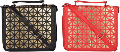 

Cuddle Women Casual Black, Red PU Sling Bag