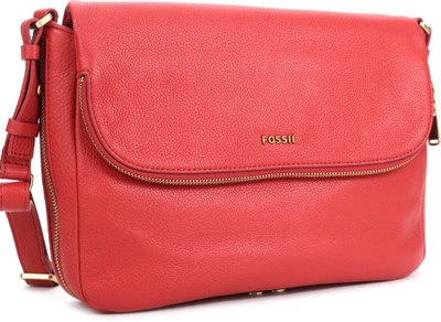 

Fossil Women Casual Red Genuine Leather Sling Bag