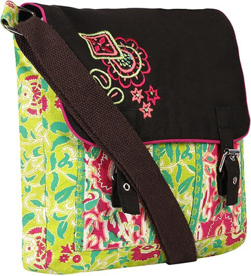 

Pickpocket Women Casual Green Canvas Sling Bag