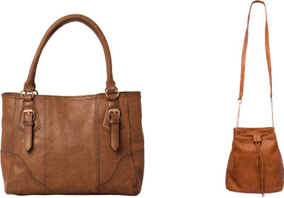 

Lychee Bags Women Casual Brown, Beige PU Tote, Beige;brown
