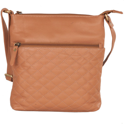 

LeCobbs Women Casual Beige Genuine Leather Sling Bag