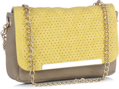 

Addons Women Evening/Party Yellow PU Sling Bag