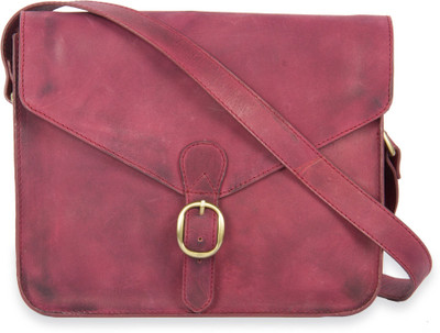 

Calligraphy Women Casual Red Genuine Leather Sling Bag
