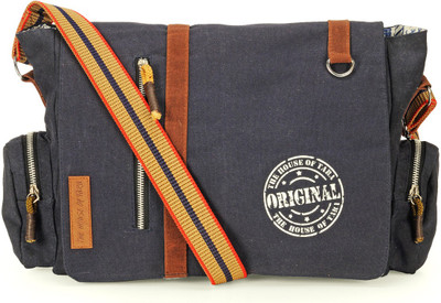 

The House of Tara Men & Women Casual Blue Canvas Messenger Bag