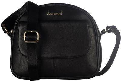 

Justanned Women Formal Black Genuine Leather Sling Bag