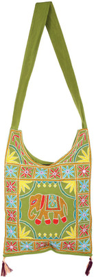 

Rajrang Women Casual Green, Brown Cotton Sling Bag, Brown;green