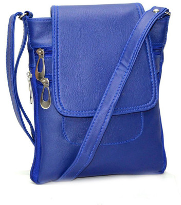 

Crude Women Casual Blue Leatherette Sling Bag