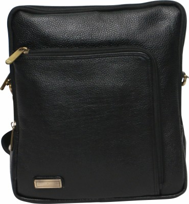 

C Comfort Men & Women Casual Black Genuine Leather Sling Bag