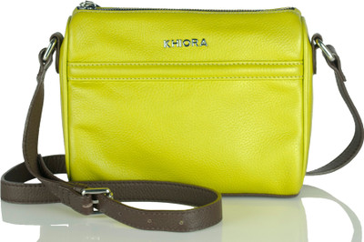 

Khiora Women Formal Yellow, Brown Genuine Leather Sling Bag, Brown;yellow