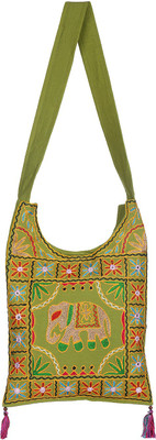 

Rajrang Women Casual Green Cotton Sling Bag