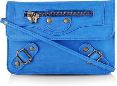 

Butterflies Women Casual Blue PU Sling Bag