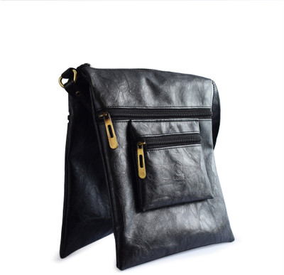 

Ochre Women Black Leatherette Sling Bag