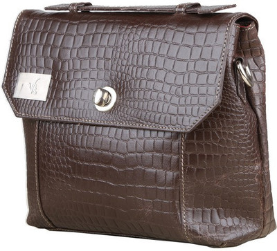 

VRSR Women Casual Brown Genuine Leather Sling Bag