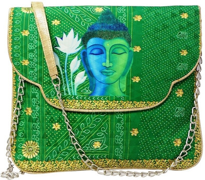 Bhamini Women Casual Green Cotton Sling Bag
