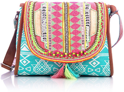 

Shaun Design Women Blue Canvas Sling Bag