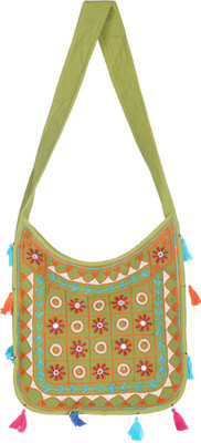 

Rajrang Women Casual Green Cotton Sling Bag