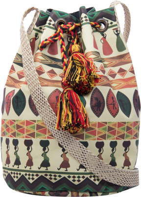 

The House of Tara Women Casual Multicolor Canvas, Polyester Sling Bag