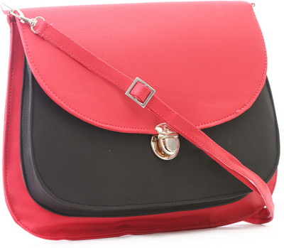 

Felicita Women Casual Red, Black PU Sling Bag, Black;red