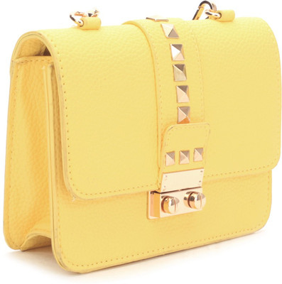 

BC BG Women Evening/Party Yellow Genuine Leather Sling Bag